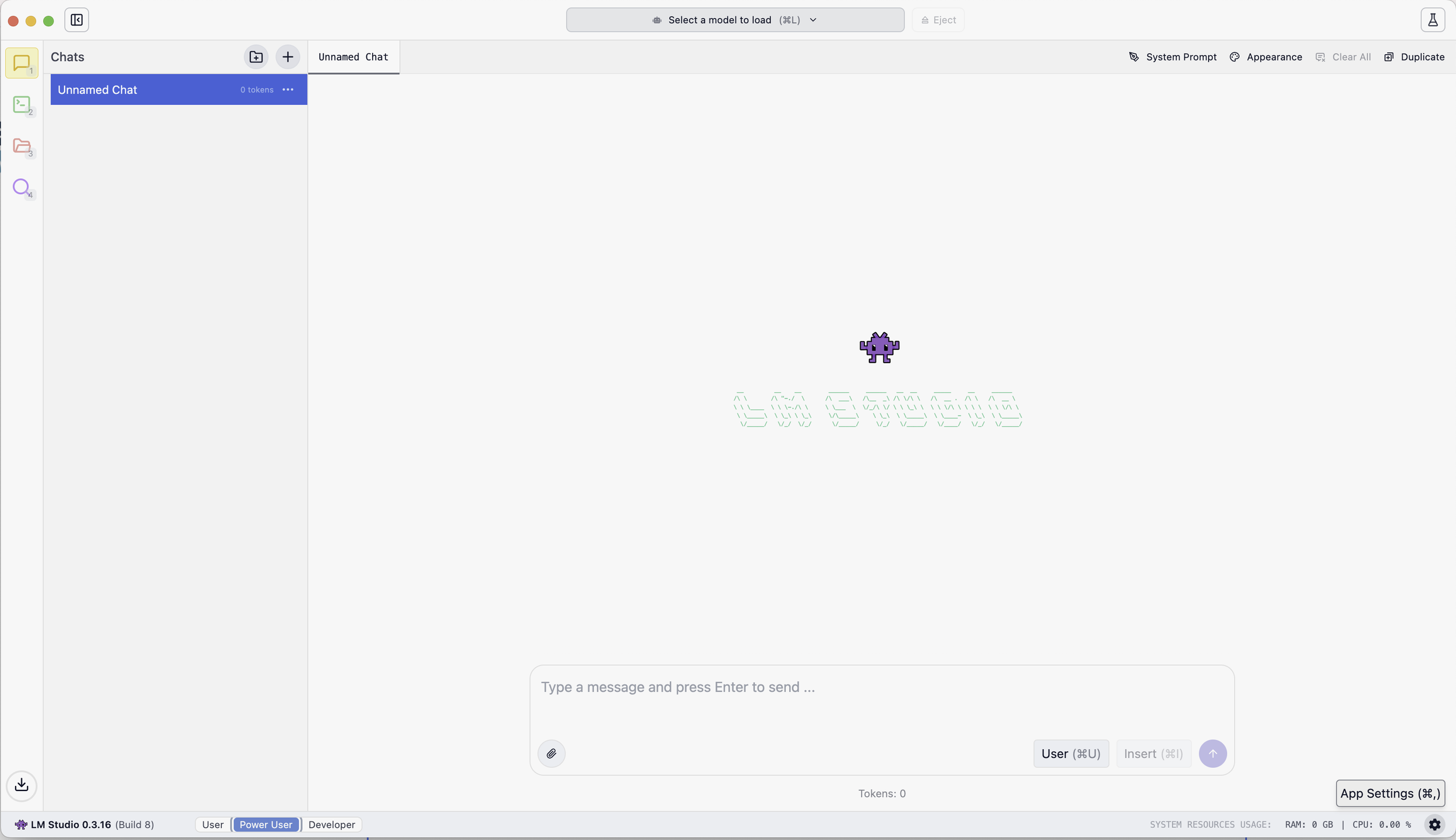 LMStudio launch screen