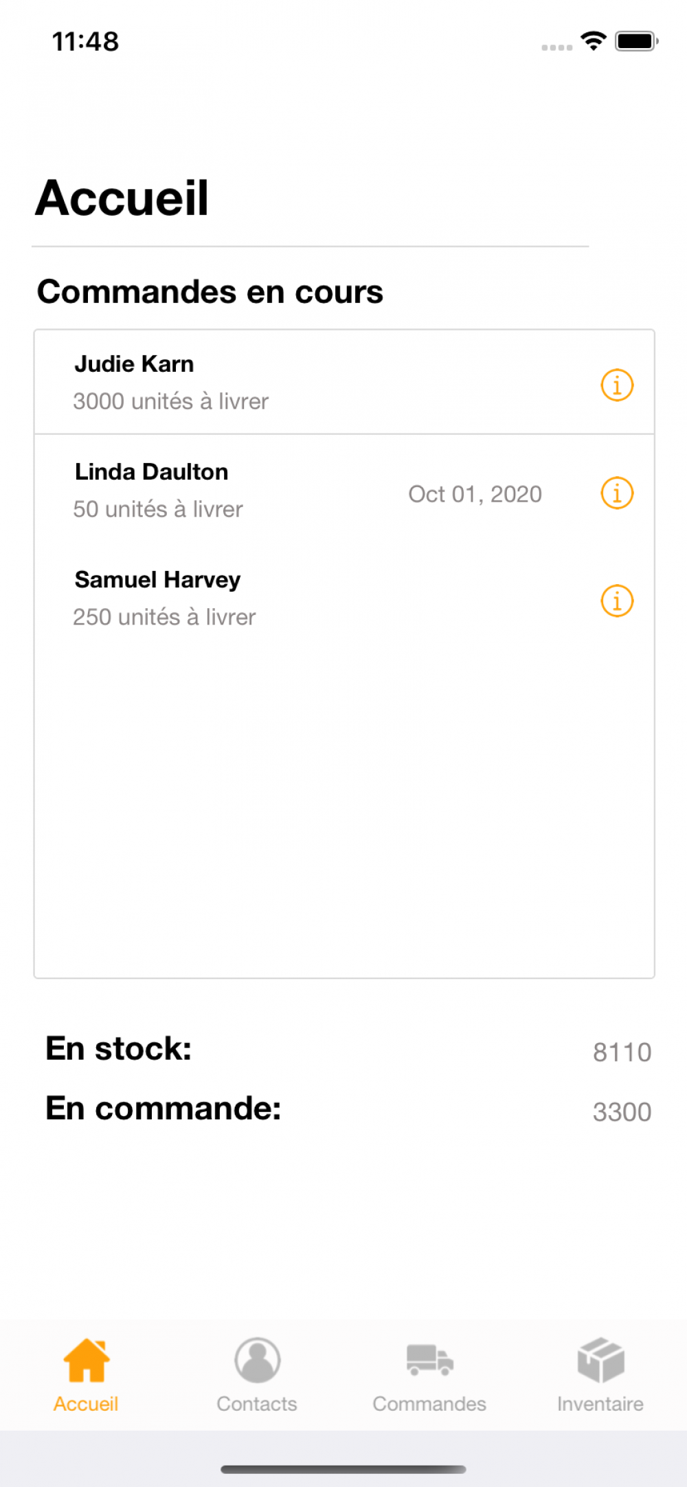 Screenshot from LP - Swift iOS App - Manage Simple Inventory / Orders